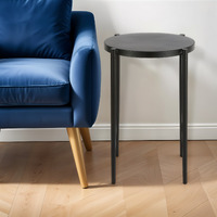 24"" Black Metal Round End Table