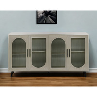 60"" Gold Wood And Glass Sideboard With Four Doors