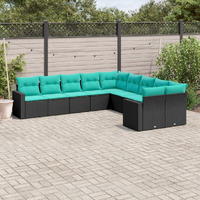 Vidaxl 10 Piece Patio Sofa Set With Cushions Black Poly Rattan