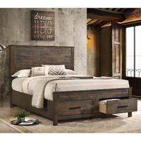 Rustic Golden Brown Queen Storage Bed