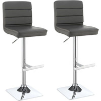 Grey And Chrome Adjustable Bar Stool (Set Of 2)