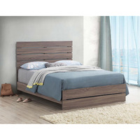 Barrel Oak Slatted Headboard Queen Panel Bed