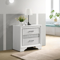 White 2-Drawer Nightstand With Hidden Jewelry Tray