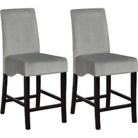 Dark Grey And Black Upholestered Counter Stools (Set Of 2)