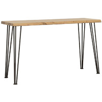 Natural And Matte Black Sofa Table With Hairpin Leg