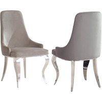 Grey And Chrome Upholstered Back Dining Chairs (Set Of 2)