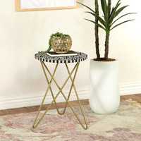 Black White And Gold Top Accent Table