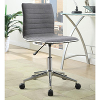 Grey And Chrome Armless Office Chair With Casters