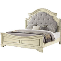 Traditional Style Queen Bed With Button Tufted Upholstery Headboard Made With Wood In Antique Beige