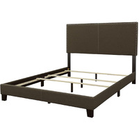 Charcoal Queen Bed With Nailhead Trim