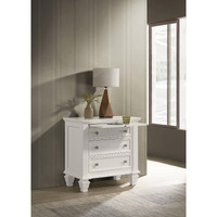 Cream White 3-Drawer Nightstand With Pull Out Tray