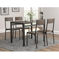 Dark Brown And Matte Black 5-Piece Dining Set