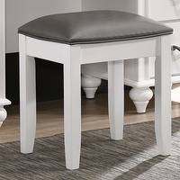 White Vanity Stool With Padded Seat