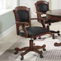 Black And Tobacco Upholstered Game Chair With Casters