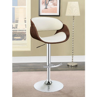 Ecru And Chrome Adjustable Bar Stool