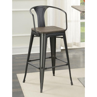 Dark Elm And Matte Black Bar Height Stool (Set Of 2)