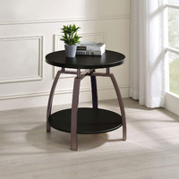 Dark Grey And Black Nickel End Table