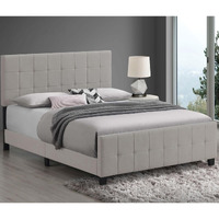 Beige Tufted Upholstered Queen Panel Bed