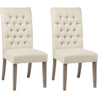 Oatmeal And Vineyard Oak Tufted Back Parson Chairs (Set Of 2)