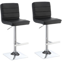 Black And Chrome Adjustable Bar Stool (Set Of 2)