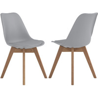 Grey And Natural Oak Padded Side Chairs (Set Of 2)