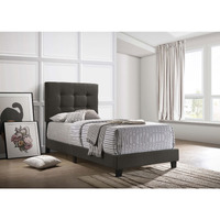 Charcoal Tufted Twin Panel Bed