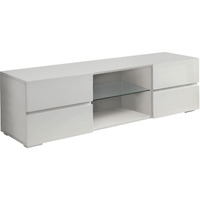 Glossy White 4-Drawer Tv Console