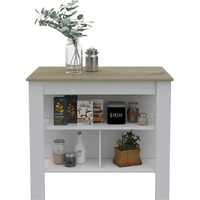 Depot E-Shop Antibacterial Delos Kitchen Island   White / Light Oak