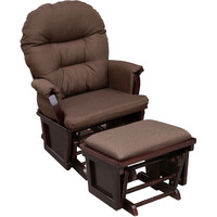 Homcom Nursery Glider Rocking Chair With Ottoman  Thick Padded Cushion Seating And Wood Base  Brown