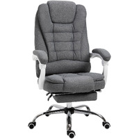 Vinsetto Executive Office Chair With Footrest  Linen-Fabric Computer Chair