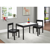 Gibson 3-Piece Dry Erase Kids Table & Two Chair Set  Black