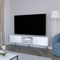 White Hairpin Leg Tv Rack