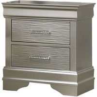 Modern Style 2-Drawer Nightstand Made With Wood In Silver