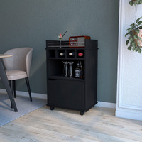 Black 1-Door Bar Cart