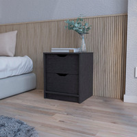 Black 2-Drawer Nightstand