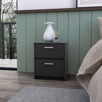 Black 2-Drawer Nightstand