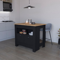 Black 2-Door Kitchen Island