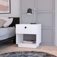 White 1-Drawer Nightstand