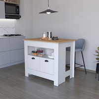 White 2-Door Kitchen Island