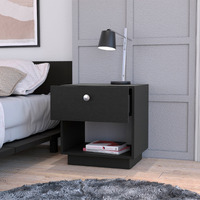 Black 1-Drawer Nightstand