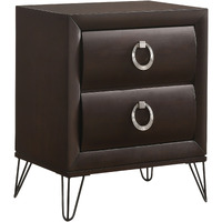 Dark Merlot 2-Drawer Nightstand With Hairpin Legs