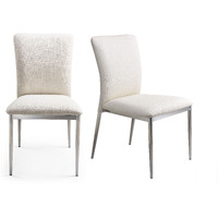 Contemporary Faux Leatheratte Side Chair Set Of 2  Soft White Color