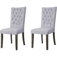 Grey And Grey Oak Side Chair With Button Tufted (Set Of 2)