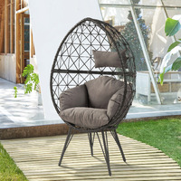 Light Grey And Black Patio Chair With Upholstered Cushion