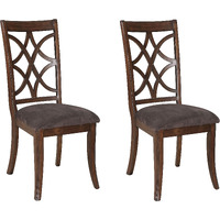 Brown And Dark Walnut Cross Back Side Chairs (Set Of 2)