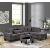 Modern Style Recliner Sectional Sofa Made With Wood In Gray