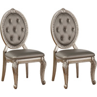 Grey And Antique Silver Tufted Back Side Chairs (Set Of 2)