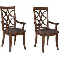 Brown And Dark Walnut Cross Back Arm Chairs (Set Of 2)