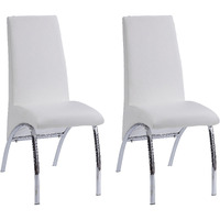 White And Chrome Armless Solid Back Side Chair (Set Of 2)