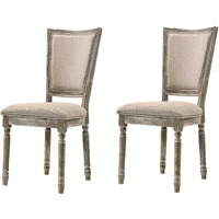 Beige And Reclaimed Grey Padded Seat Side Chairs (Set Of 2)